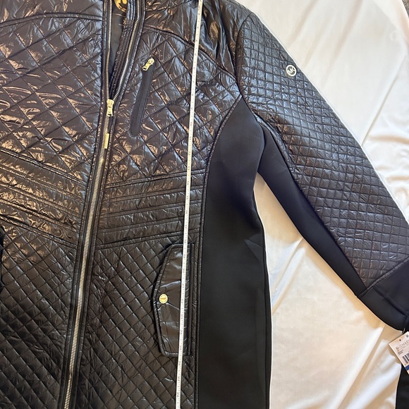 Women’s Michael Kors Puffer Jacket Bubble Moto Coat, Black, Hooded - Picture 5 of 6